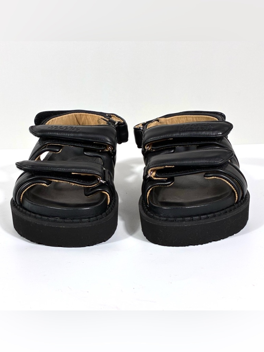 Isabel Marant Madee Platform Leather Sandals Black 41 NEW Flat Summer Designer - Picture 9 of 14